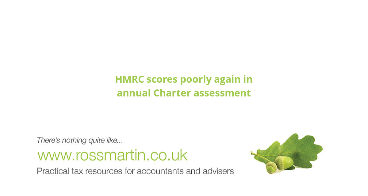 HMRC scores poorly again in annual Charter assessment